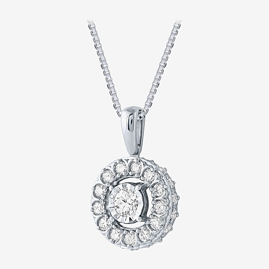(H-I / Si2) Womens 1 CT. T.W. Lab Grown White Diamond 10K Gold Round 18 Inch Pendant Necklace