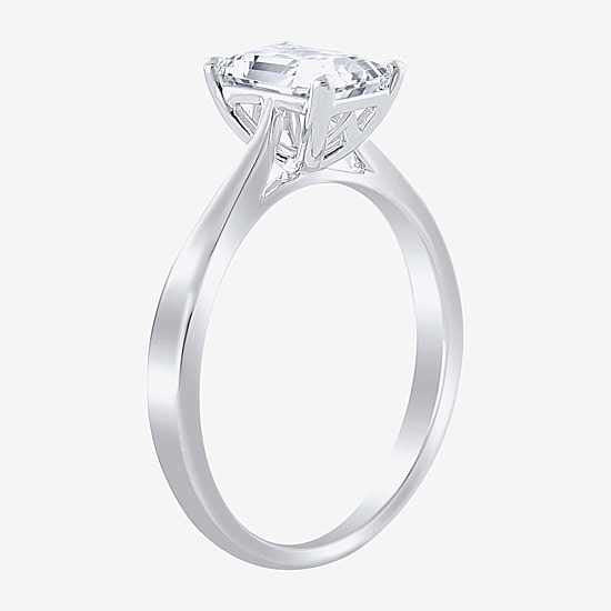 (H-I / SI2) Womens 1 1/2 CT. Lab-Grown White Diamond in 14K Gold Emerald Solitaire Engagement Ring