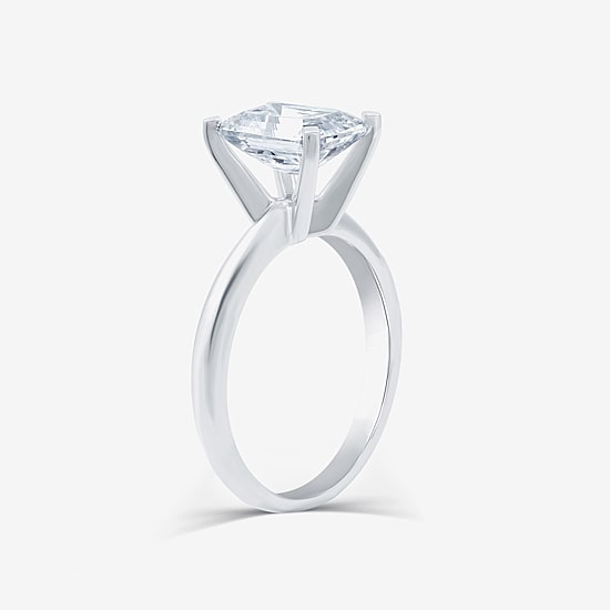 (G / VS2) Womens 3 CT. Lab-Grown White Diamond 14K Gold Emerald Solitaire Engaement Ring