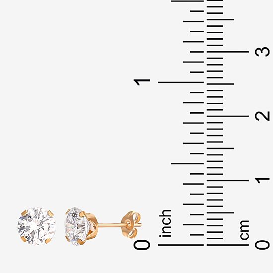 6mm 14K Yellow Gold Round Cubic Zirconia Stud Earrings