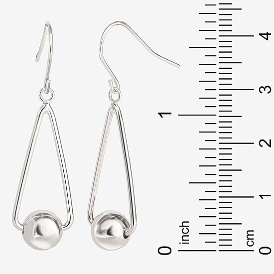 Womens Sterling Silver Ball Drop Earrings