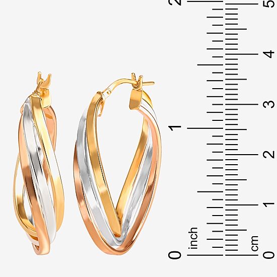 Tri-Tone Tiered Hoop Earrings