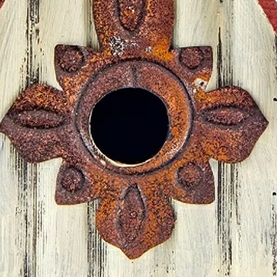 Glitzhome Tall White/Red Hand Painted Wood Birdhouse
