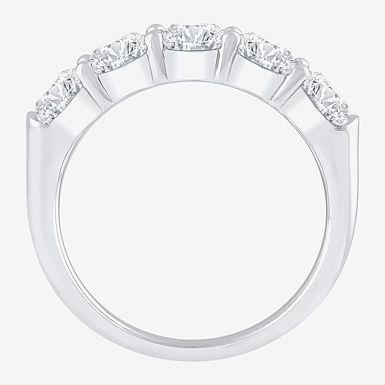 (H-I / I1) Womens 2 CT. T.W. Lab Grown White Diamond 10K Gold 5-Stone Anniversary Band