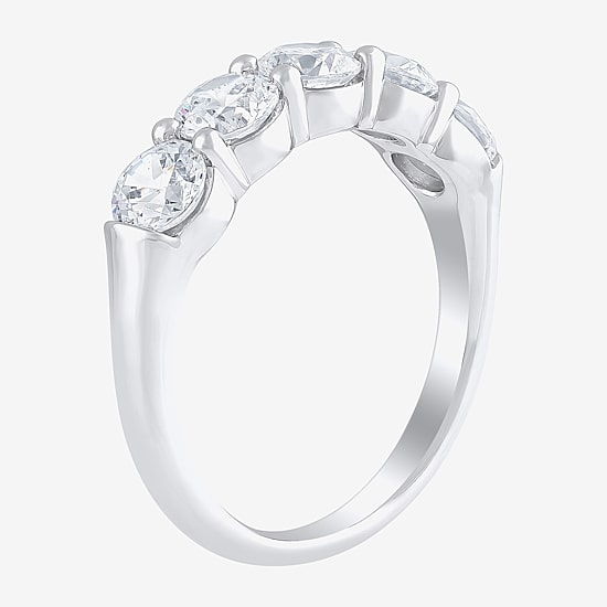 (H-I / I1) Womens 2 CT. T.W. Lab Grown White Diamond 10K Gold 5-Stone Anniversary Band