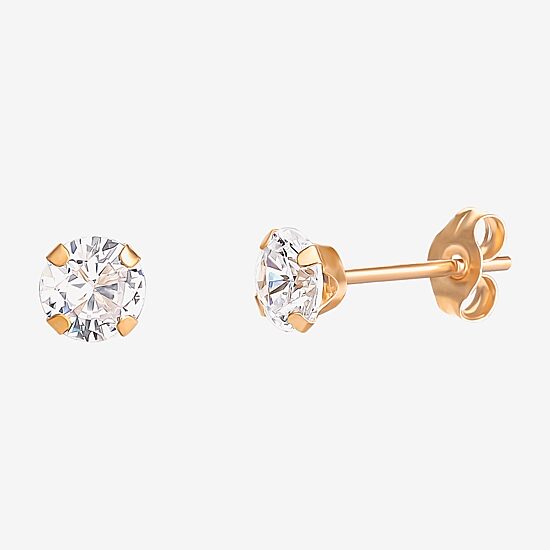 5mm 14K Gold Cubic Zirconia Round Stud Earring