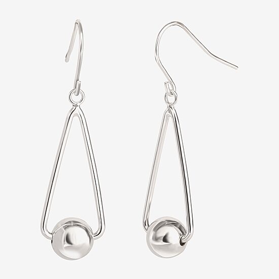 Womens Sterling Silver Ball Drop Earrings