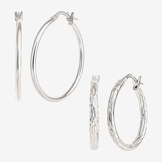 Sterling Silver 2-pr. Hoop Earring Set