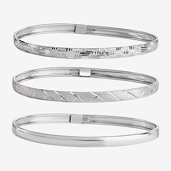Sterling Silver Triple Bangle Bracelet Set