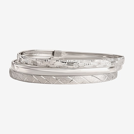 Sterling Silver Triple Bangle Bracelet Set