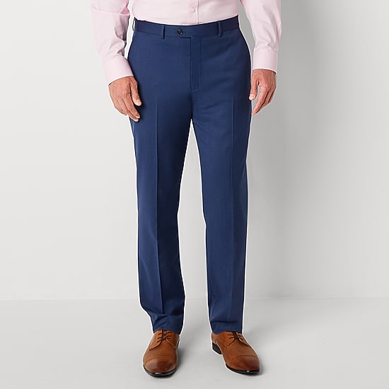 Stafford Coolmax All Season Ecomade Signature Birdseye Mens Stretch Fabric Slim Fit Flat Front Suit Pant