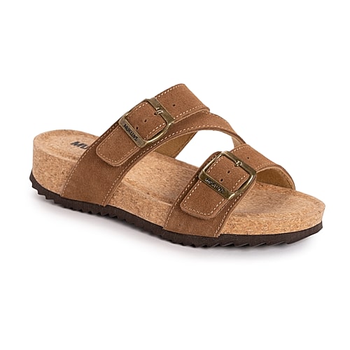 Muk Luks Womens Poppy Strap Sandals, 8 Medium, Brown
