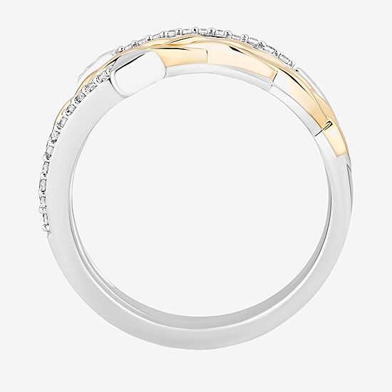 Enchanted Disney Fine Jewelry Womens 1/10 CT. T.W. Natural White Diamond 14K Gold Over Silver Arrow Brave Merida Bypass  Band
