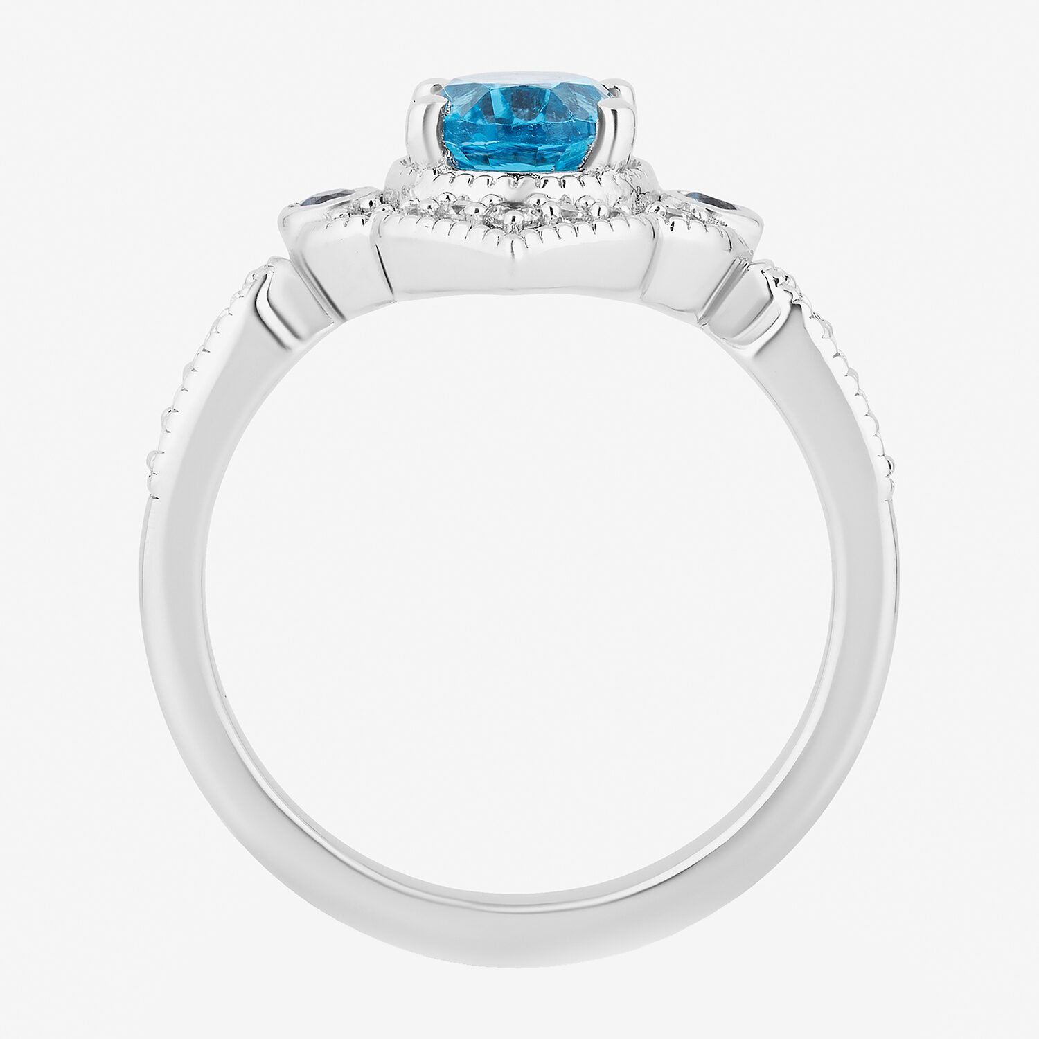Enchanted Disney Fine Jewelry Womens 1/6 CT. T.W. Genuine Blue Topaz Sterling Silver Aladdin Jasmine Cocktail Ring
