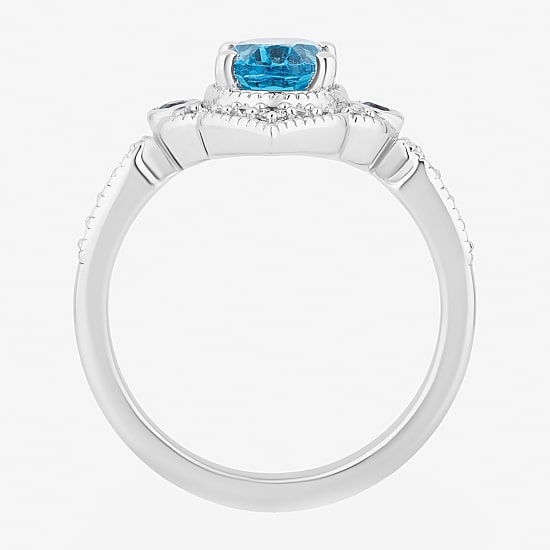 Enchanted Disney Fine Jewelry Womens 1/6 CT. T.W. Genuine Blue Topaz Sterling Silver Aladdin Jasmine Cocktail Ring