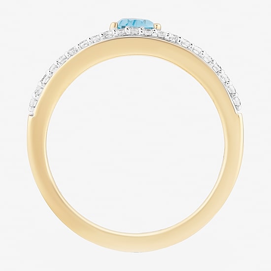 Enchanted Disney Fine Jewelry Womens 1/6 CT. T.W. Genuine Blue Topaz 14K Gold Over Silver Crown Aladdin Jasmine Cocktail Ring