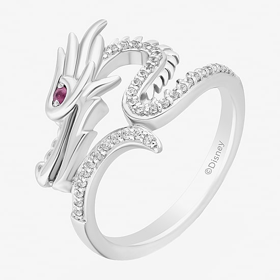 Enchanted Disney Fine Jewelry Womens 1/6 CT. T.W. Lab Created Red Ruby Sterling Silver Mulan Cocktail Ring