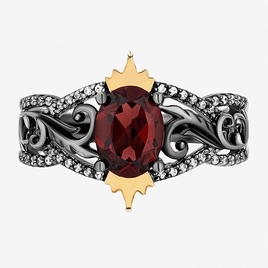 Enchanted Disney Fine Jewelry Villains Womens 1/8 CT. T.W. Genuine Red Garnet 14K Gold Over Silver Evil Queen Cocktail Ring
