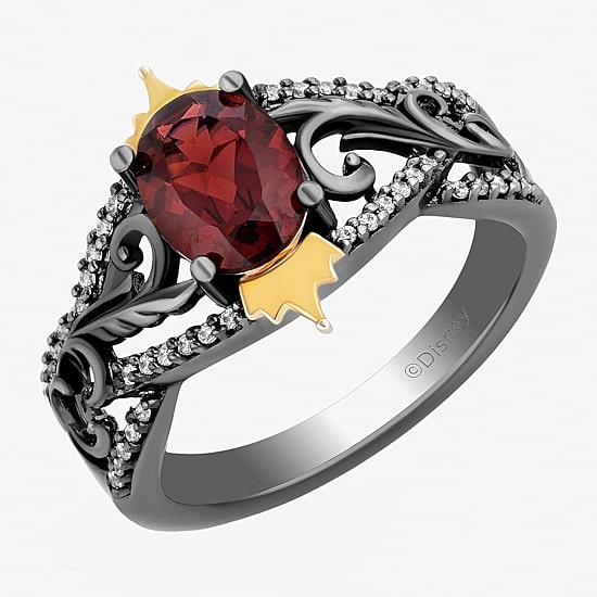 Enchanted Disney Fine Jewelry Villains Womens 1/8 CT. T.W. Genuine Red Garnet 14K Gold Over Silver Evil Queen Cocktail Ring