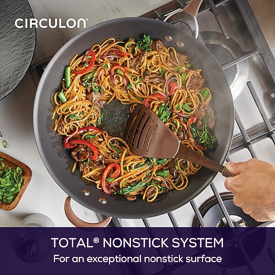 Circulon Symmetry Hard Anodized 14" Stir Fry Pan with Helper Handle