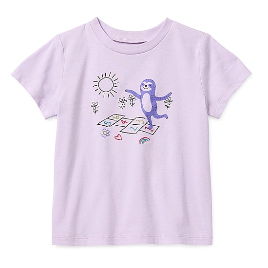 Okie Dokie Toddler & Little Girls Round Neck Short Sleeve Regular Fit Graphic T-Shirt