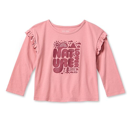 Okie Dokie Toddler & Little Girls Round Neck Long Sleeve Regular Fit Graphic T-Shirt, 12 Months, Pink