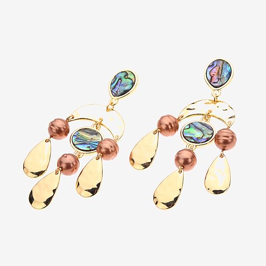 Bijoux Bar Gold Tone Womens Simulated Pearl Drop Earrings