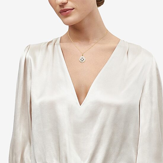Limited Quantities! Womens Diamond Accent Lab Created White Opal 10K Gold Round 17 Inch Pendant Necklace