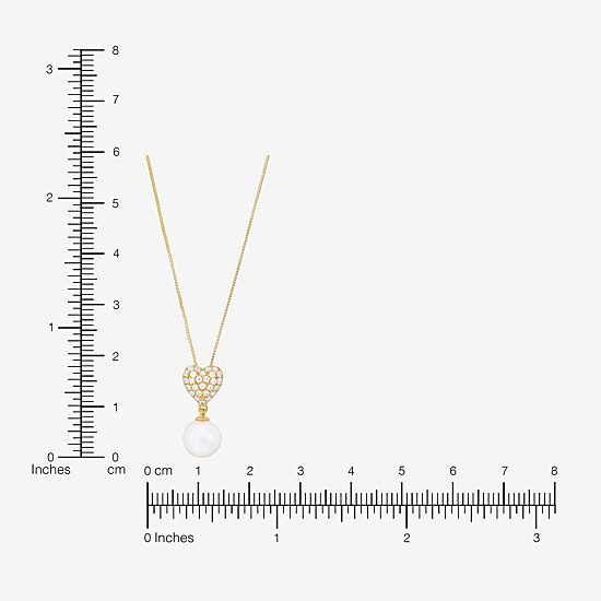 Womens Dyed White Cultured Freshwater Pearl 14K Gold Over Silver Heart 18 Inch Pendant Necklace