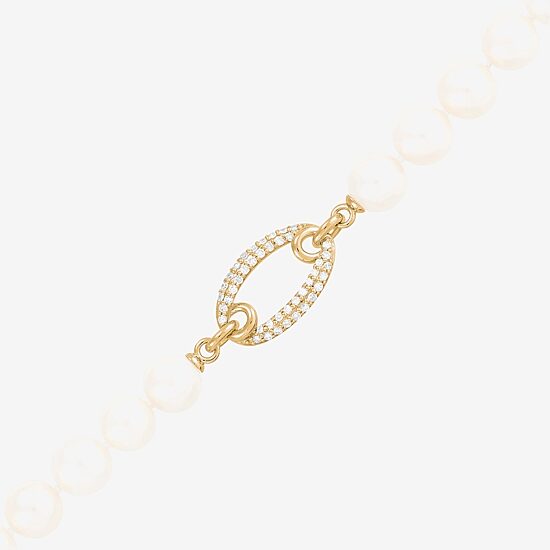 Womens Dyed White Cultured Freshwater Pearl 14K Gold Over Silver Strand Bracelet