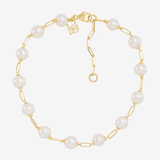 Womens 14K Gold Over Silver 8 Inch Paperclip Chain Bracelet