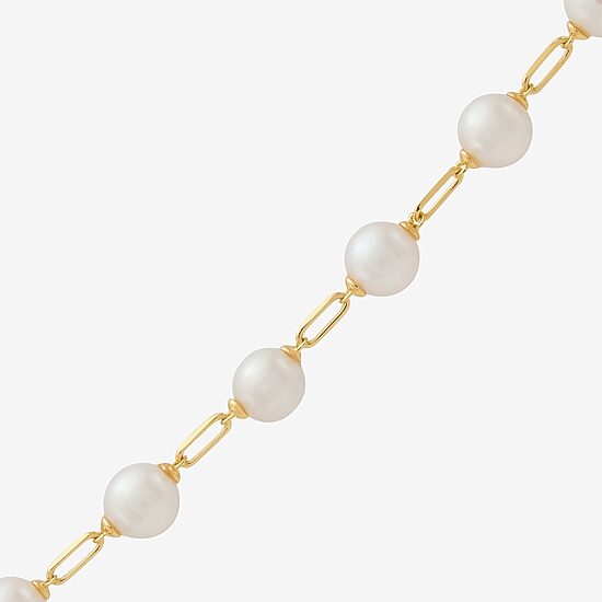 Womens 14K Gold Over Silver 8 Inch Paperclip Chain Bracelet