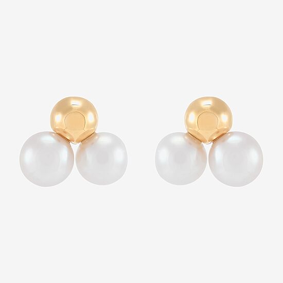Dyed White Cultured Freshwater Pearl 14K Gold Over Silver 13.6mm Stud Earrings