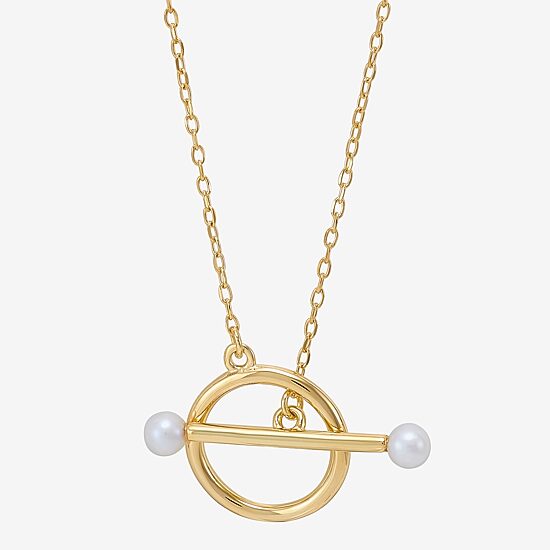 Womens Dyed White Cultured Freshwater Pearl 14K Gold Over Silver 18 Inch Pendant Necklace