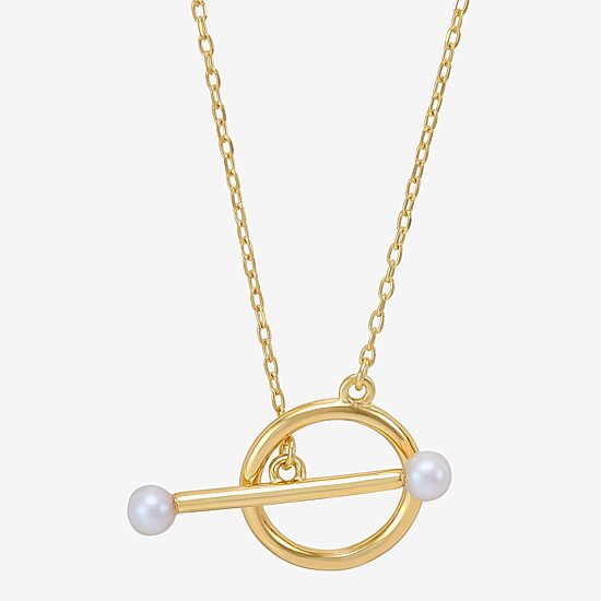 Womens Dyed White Cultured Freshwater Pearl 14K Gold Over Silver 18 Inch Pendant Necklace