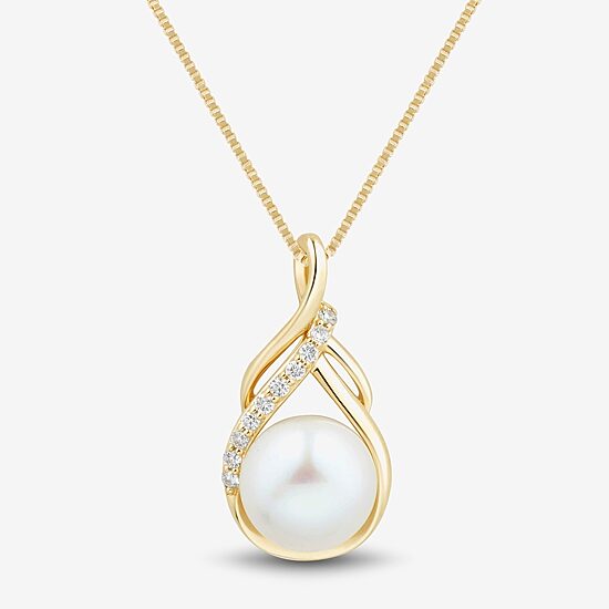 Womens White Cultured Freshwater Pearl 14K Gold Over Silver Sterling Silver 18 Inch Pendant Necklace