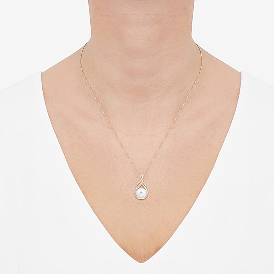 Womens White Cultured Freshwater Pearl 14K Gold Over Silver Sterling Silver 18 Inch Pendant Necklace