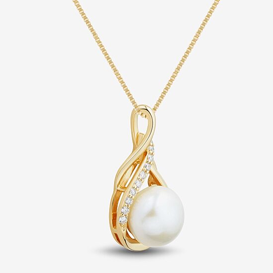 Womens White Cultured Freshwater Pearl 14K Gold Over Silver Sterling Silver 18 Inch Pendant Necklace
