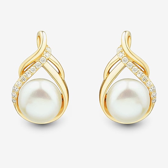 Womens White Cultured Freshwater Pearl 14K Gold Over Silver Sterling Silver Drop Earrings