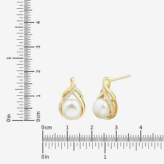 Womens White Cultured Freshwater Pearl 14K Gold Over Silver Sterling Silver Drop Earrings