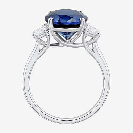  Womens Gemstone & 3/8 CT. T.W. Lab-Grown Diamond Sterling Silver Oval 3-Stone Cocktail Ring