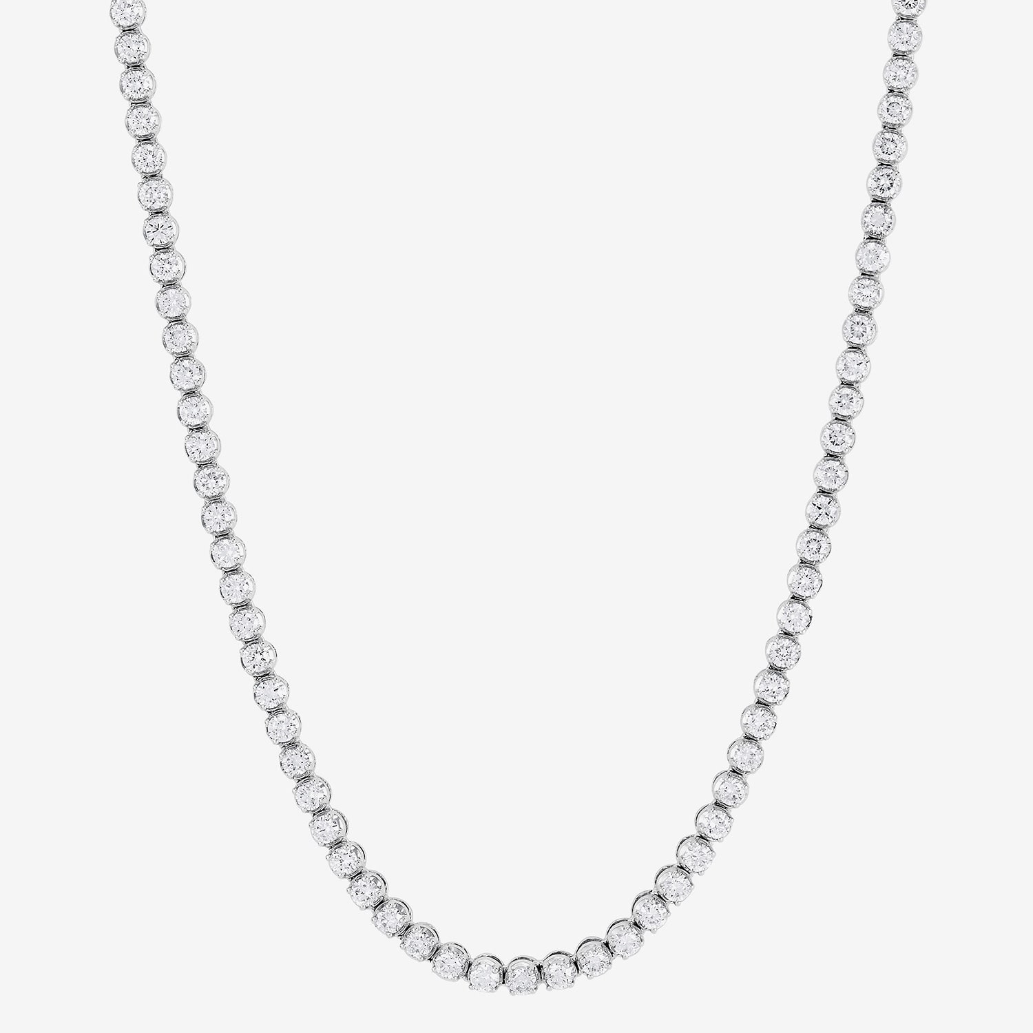 (H-I/I1) Womens White Diamond 10K Gold 18 Inch Tennis Necklace