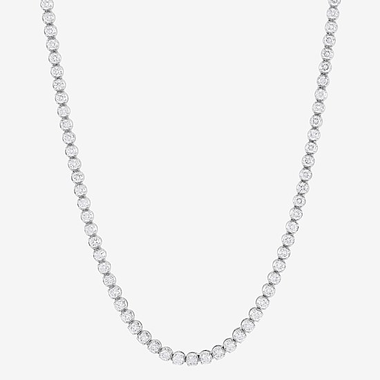 (H-I/I1) Womens White Diamond 10K Gold 18 Inch Tennis Necklace