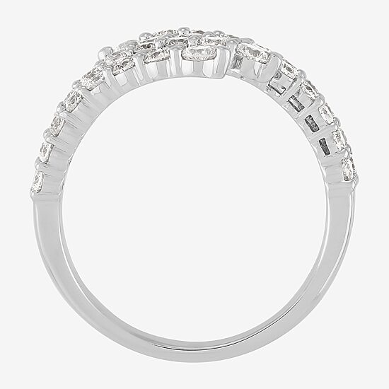 (H-I/Si2) Womens 2.5MM 1 1/2 CT. T.W. Lab Grown White Diamond 10K Gold Bypass  Band