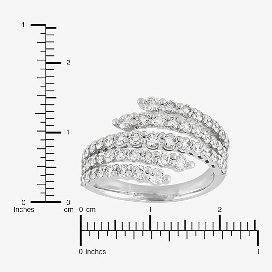 (H-I/Si2) Womens 2.5MM 1 1/2 CT. T.W. Lab Grown White Diamond 10K Gold Bypass  Band