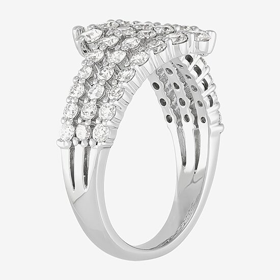 (H-I/Si2) Womens 2.5MM 1 1/2 CT. T.W. Lab Grown White Diamond 10K Gold Bypass  Band