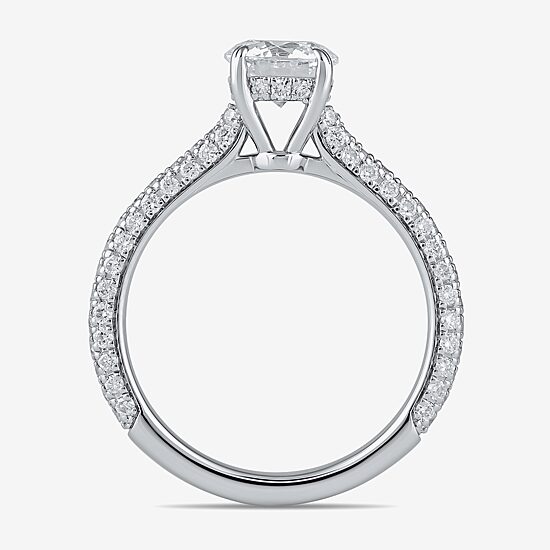 Signature By Modern Bride (F / Si1) Womens 1 3/4 CT. T.W. Lab Grown White Diamond 10K Gold Round Side Stone Engagement Ring