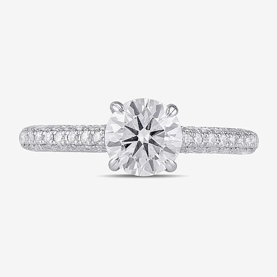 Signature By Modern Bride (F / Si1) Womens 1 3/4 CT. T.W. Lab Grown White Diamond 10K Gold Round Side Stone Engagement Ring
