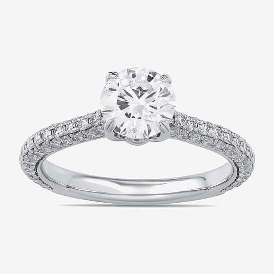 Signature By Modern Bride (F / Si1) Womens 1 3/4 CT. T.W. Lab Grown White Diamond 10K Gold Round Side Stone Engagement Ring