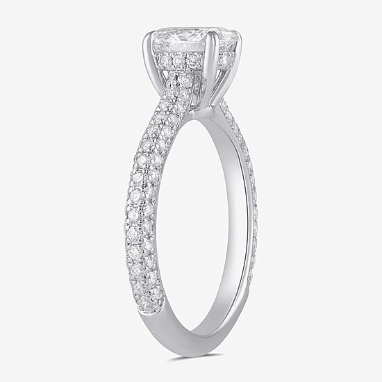 Signature By Modern Bride (F / Si1) Womens 1 3/4 CT. T.W. Lab Grown White Diamond 10K Gold Oval Side Stone Engagement Ring